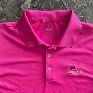 ADIDAS Men’s Desert Pines Las Vegas Vibrant Pink Polo Golf Shirt Athleisure